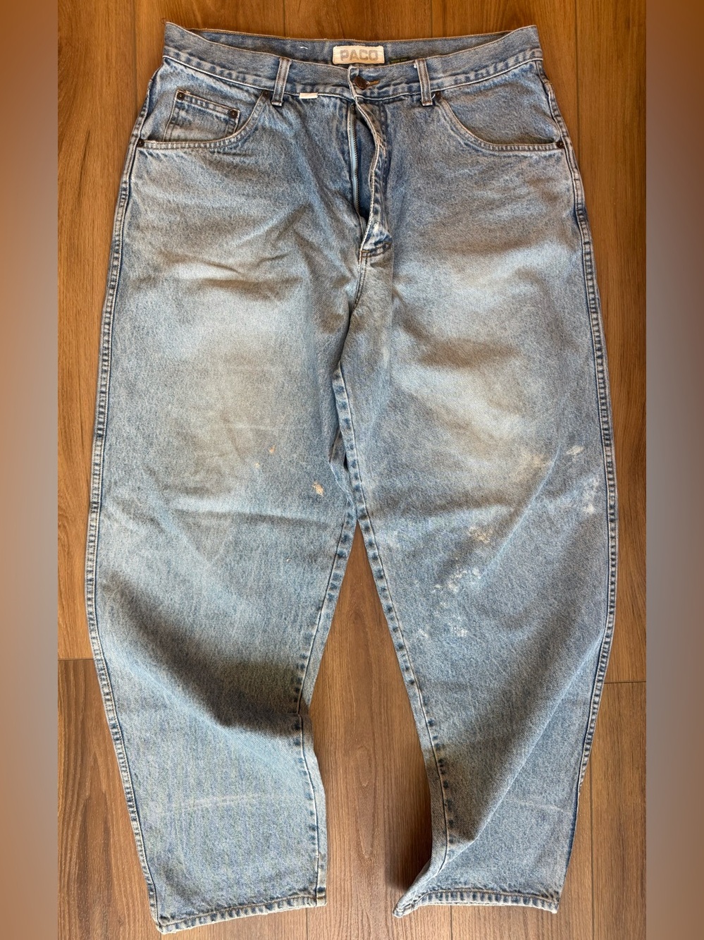 Vintage Paco Jeans  USA Baggy Wide Leg Denim Light Wash Mens 36x32 Y2K 90s